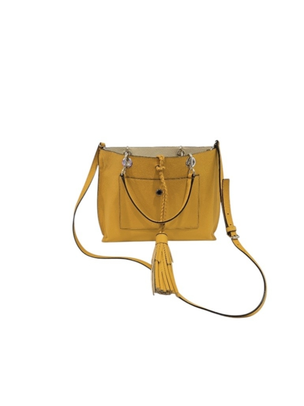 henri bendel Authentic Worth Avenue Yellow Leather Tassel Tote